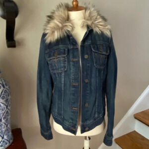 Ralph Lauren Jean Jacket Faux Fur Collar XS